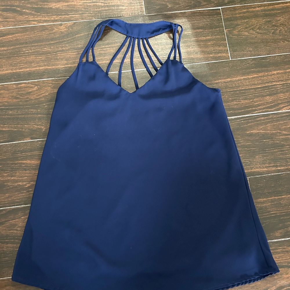 Strappy Navy Blue V-Neck Tank Top size M